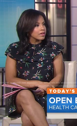 Sheinelle’s black floral keyhole dress on Today