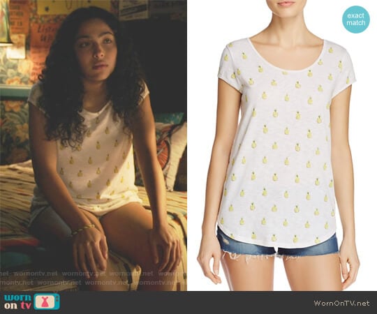 Jeslyn Pineapple-Print Tee by Soft Joie worn by Molly Hernandez (Allegra Acosta) on Marvels Runaways