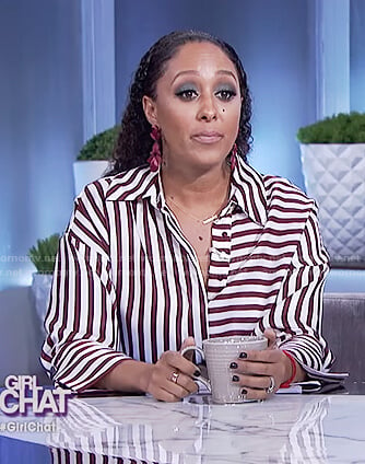 Tamera’s striped satin top on The Real