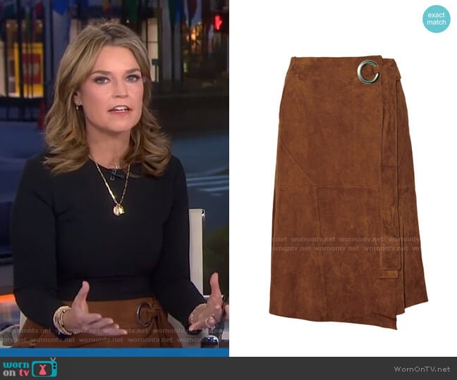 Suede Wrap Skirt by Tibi worn by Savannah Guthrie on Today