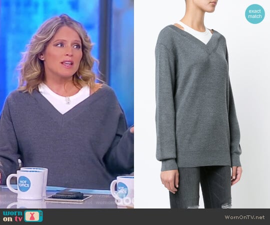 Dual Layered Bardot Sweater by T by Alexander Wang worn by Sara Haines on The View