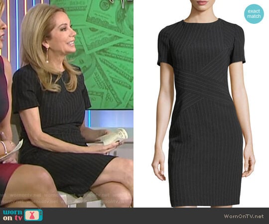 Pinstripe Crisscross Short-Sleeve Dress by Tahari ASL worn by Kathie Lee Gifford on Today