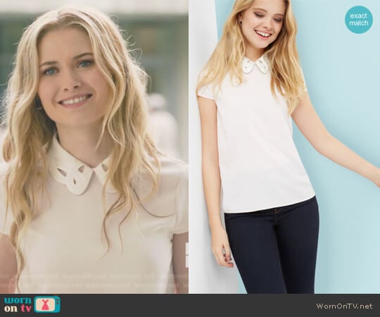 Embroidered collared top by Ted Baker worn by Karolina Dean (Virginia Gardner) on Marvels Runaways