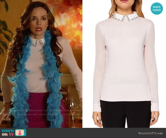 Ted Baker Braydey Embellished Collar Sweater worn by Caitlin Snow (Danielle Panabaker) on The Flash