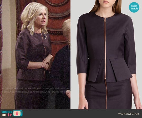 Ted Baker Eben Suit Jacket in Grape worn by Ashley Abbott (Eileen Davidson) on The Young and the Restless