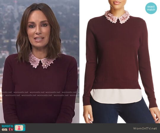 WornOnTV: Catt’s burgundy floral collar sweater on E! News Daily Pop ...