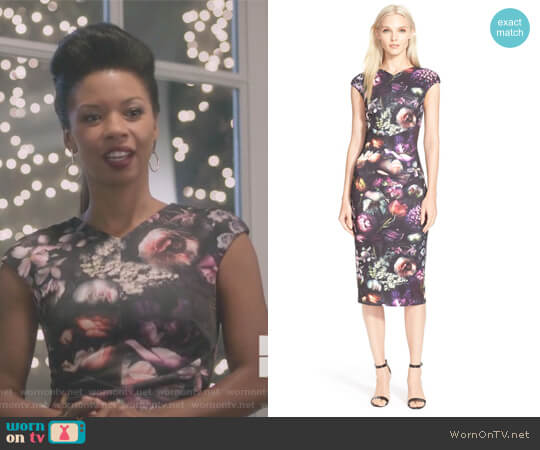 Floral Print Body-Con Midi Dress Ted Baker worn by Catherine Wilder (Angel Parker) on Marvels Runaways