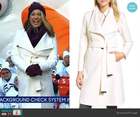 Wool Blend Long Wrap Coat by Ted Baker worn by Ginger Zee on Good Morning America