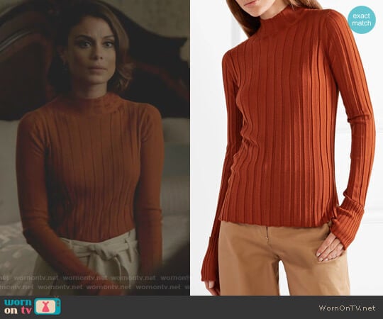 Ribbed Turtleneck Sweater by Theory worn by Cristal Flores (Nathalie Kelley) on Dynasty