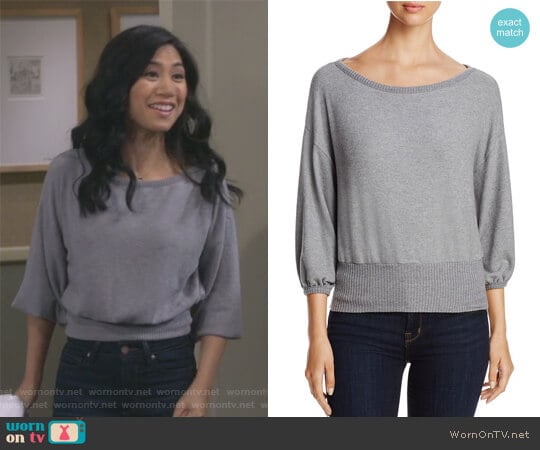 Cropped Sweater by Three Dots worn by Eve Roberts (Liza Lapira) on 9JKL