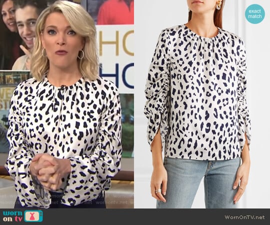 Leopard-print silk-satin blouse by Tibi worn by Megyn Kelly on Today