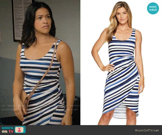 Tommy Bahama Aquarelle Stripe Sleeveless Midi Dress worn by Jane Villanueva (Gina Rodriguez) on Jane the Virgin