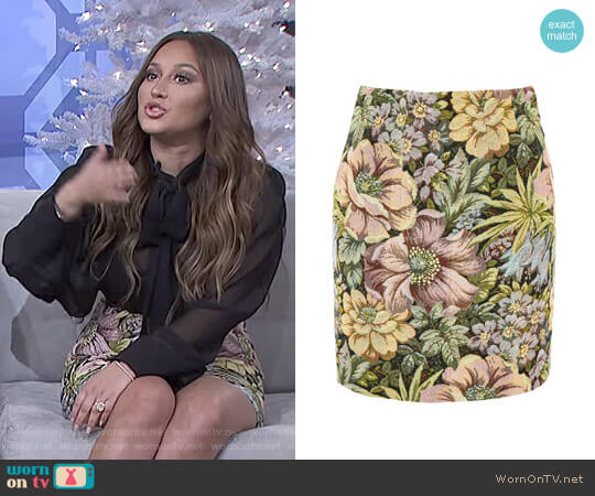 Tapestry High Waisted Mini Skirt by Topshop worn by Adrienne Houghton on The Real