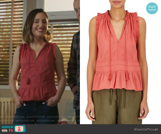 Cosette Sleeveless Blouse by Ulla Johnson worn by Jennifer Short (Zoe Lister-Jones) on Life in Pieces