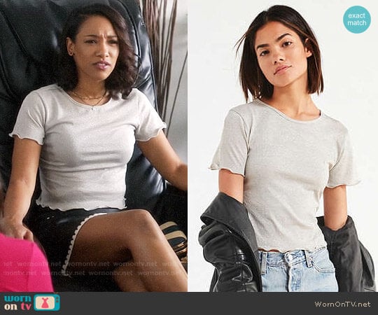 UO Emma Shimmer Lettuce Edge Tee worn by Iris West on Supergirl