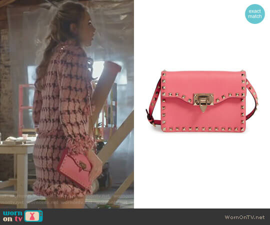 Rockstud Leather Crossbody Bag by Valentino Garavani worn by Fallon Carrington (Elizabeth Gillies) on Dynasty