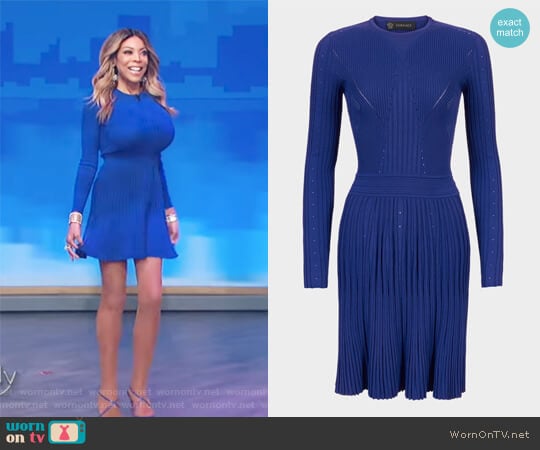 Multi-Stitch Flare Knit Dress by Versace worn by Wendy Williams on The Wendy Williams Show