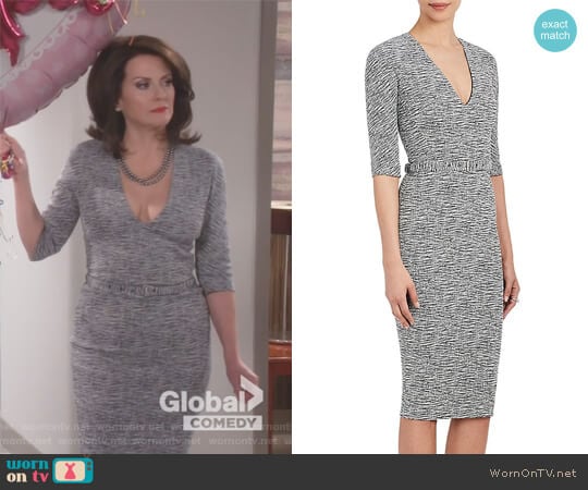 Cotton-Blend Belted Sheath Dress by Victoria Beckham worn by Karen Walker (Megan Mullally) on Will and Grace