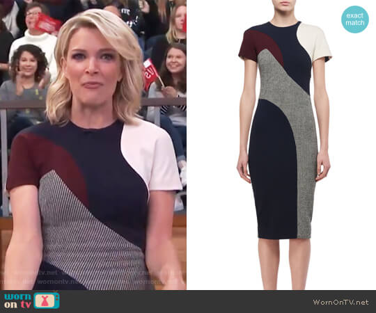 Short-Sleeve Patchwork Sheath Dress by Victoria Beckham worn by Megyn Kelly on Today