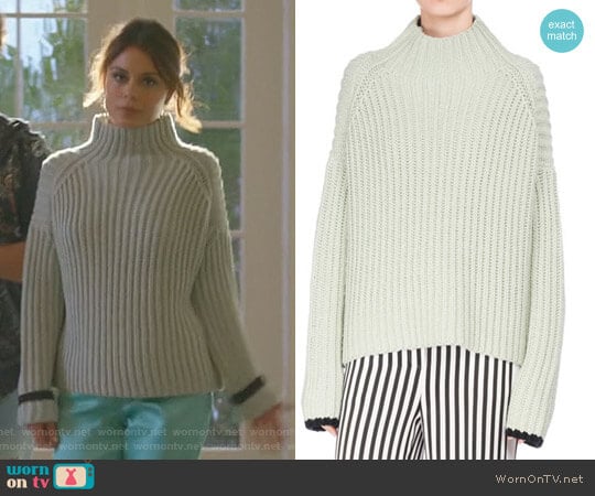 Wide-Ribbed Funnel-Neck Sweater by Victoria Beckham worn by Cristal Flores (Nathalie Kelley) on Dynasty