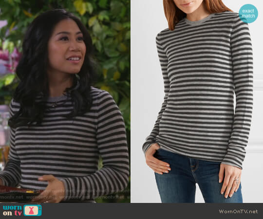 Striped cashmere sweater by Vince worn by Eve Roberts (Liza Lapira) on 9JKL