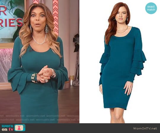 Ruffle-Sleeve Scoop-Neck Dress by Wendy Williams HSN Collection worn by Wendy Williams on The Wendy Williams Show