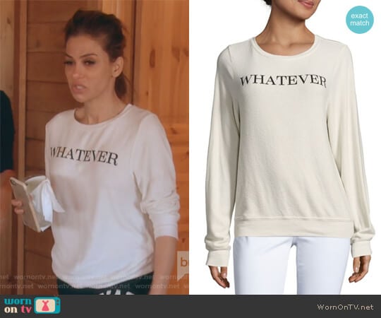 Solid Letter-Print Sweatshirt by Wildfox worn by Peggy Sulahian on The Real Housewives of Orange County