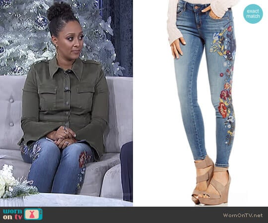 Embroidered Perfect Skinny Jeans by William Rast worn by Tamera Mowry on The Real