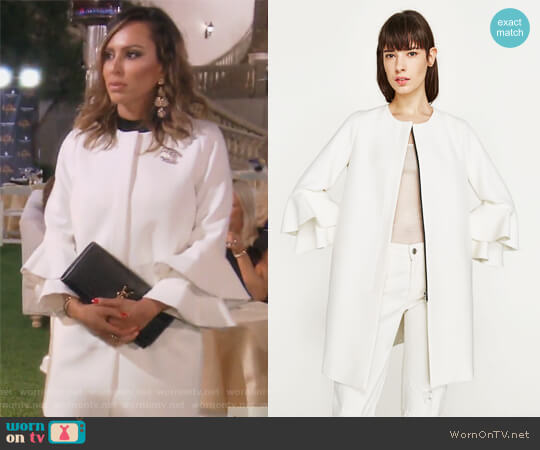 Coat with Double Ruffled Cuffs by Zara worn by Kelly Dodd  on The Real Housewives of Orange County