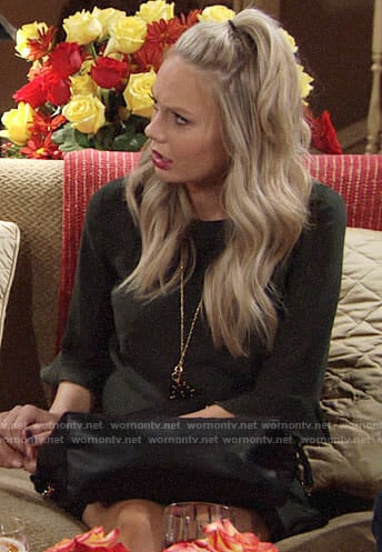 Abby's dark green Thanksgiving dress on The Young and the Restless