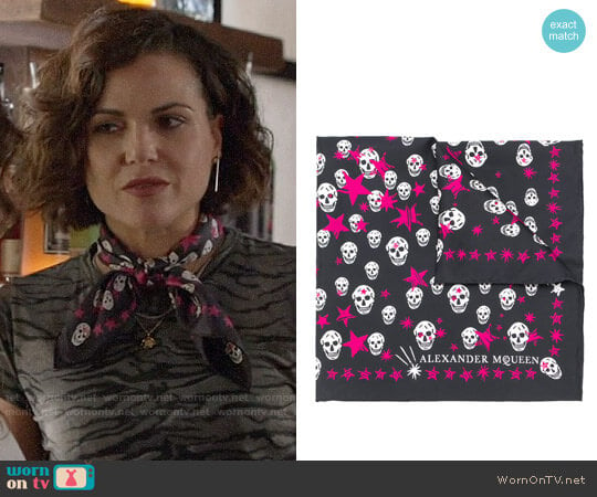 Alexander McQueen Skull and Scarf Print Scarf worn by Regina Mills (Lana Parrilla) on Once Upon A Time