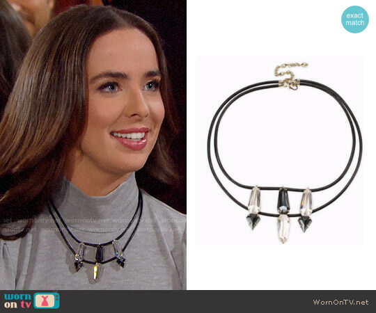 Alexis Bittar Elements Crystal Shield Two-Tier Bib Necklace worn by Ivy Forrester (Ashleigh Brewer) on The Bold & the Beautiful