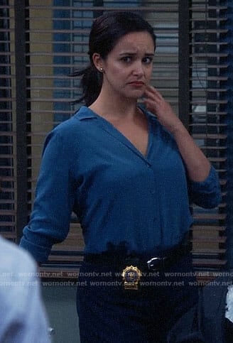 Amy's blue button down blouse on Brooklyn Nine-Nine