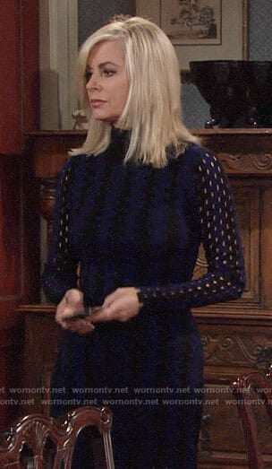 Ashley’s black and blue sweater dress on The Young and the Restless