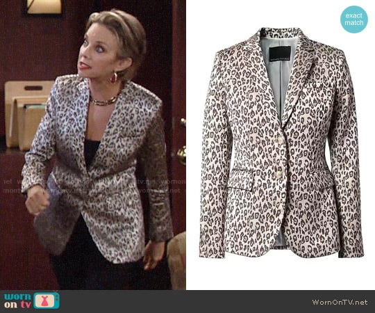 Banana Republic Long and Lean-Fit Leopard-Print Blazer worn by Gloria Abbott Bardwell (Judith Chapman) on The Young and the Restless