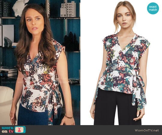 WornOnTV Luisa s printed wrap top on Jane the Virgin Yara