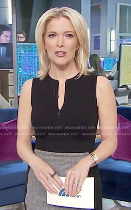 Megyn’s black sleeveless sheath dress on Megyn Kelly Today