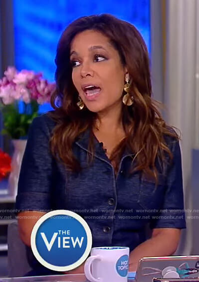 Sunny's blue button front shirt dress on The View