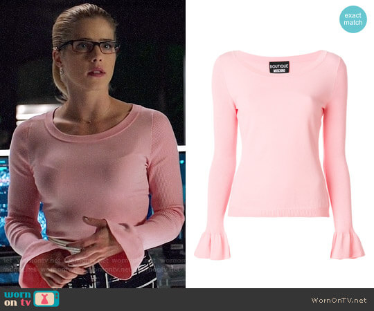 Boutique Moschino Frill Cuff Jumper worn by Felicity Smoak (Emily Bett Rickards) on Arrow