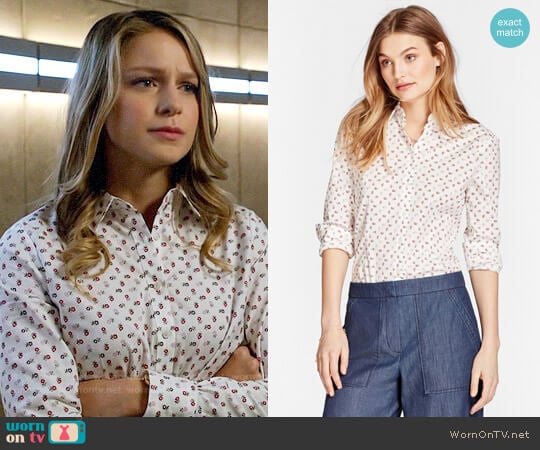 Brooks Brothers Floral-Print Stretch Cotton Poplin Shirt worn by Melissa Benoist on Arrow