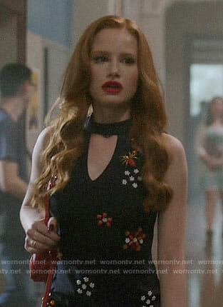 Cheryl's floral embellished dress with cutout on Riverdale