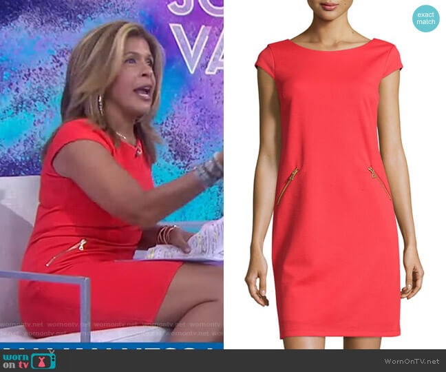 Pique Zip-Pocket Cap-Sleeve Dress by Chetta B worn by Hoda Kotb on Today