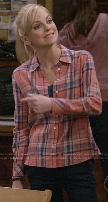 Christy's pink plaid shirt on Mom