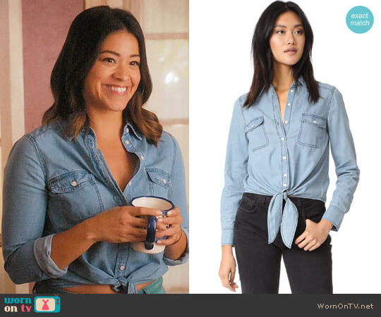 Cupcakes and Cashmere Ayres Tie Front Shirt worn by Jane Villanueva (Gina Rodriguez) on Jane the Virgin