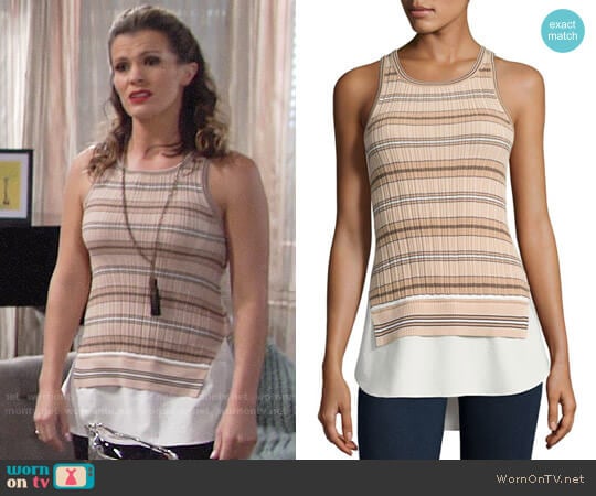 Derek Lam 10 Crosby Sheer Striped Combo Tunic Tank worn by Chelsea Lawson (Melissa Claire Egan) on The Young and the Restless