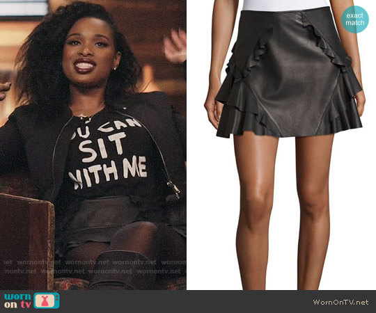 Ruffled Leather Mini Skirt by Derek Lam 10 Crosby worn by Jennifer Hudson on The Voice