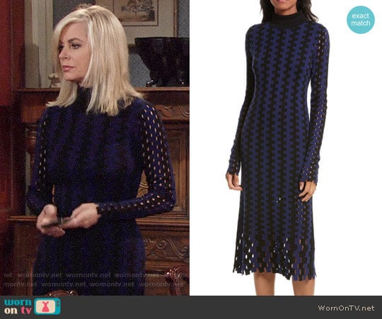 Diane von Furstenberg Turtleneck Merino Wool Midi Dress worn by Ashley Abbott (Eileen Davidson) on The Young and the Restless