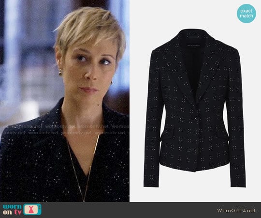 Emporio Armani Stretch Silk And Wool Jacket With Pin Dot Embroidery worn by Bonnie Winterbottom (Liza Weil) on How to Get Away with Murder