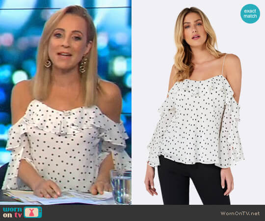 Bobby Spot Flounce Sleeve Cami by Forever New worn by Carrie Bickmore on The Project