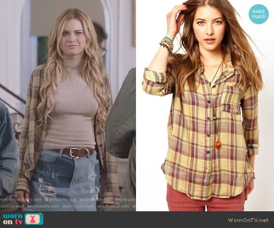 Free People Plaid Buttondown Shirt worn by Karolina Dean (Virginia Gardner) on Marvels Runaways